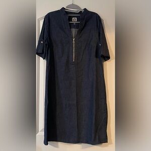 Anne Klein Denim Blue Dress with Gold Zipper